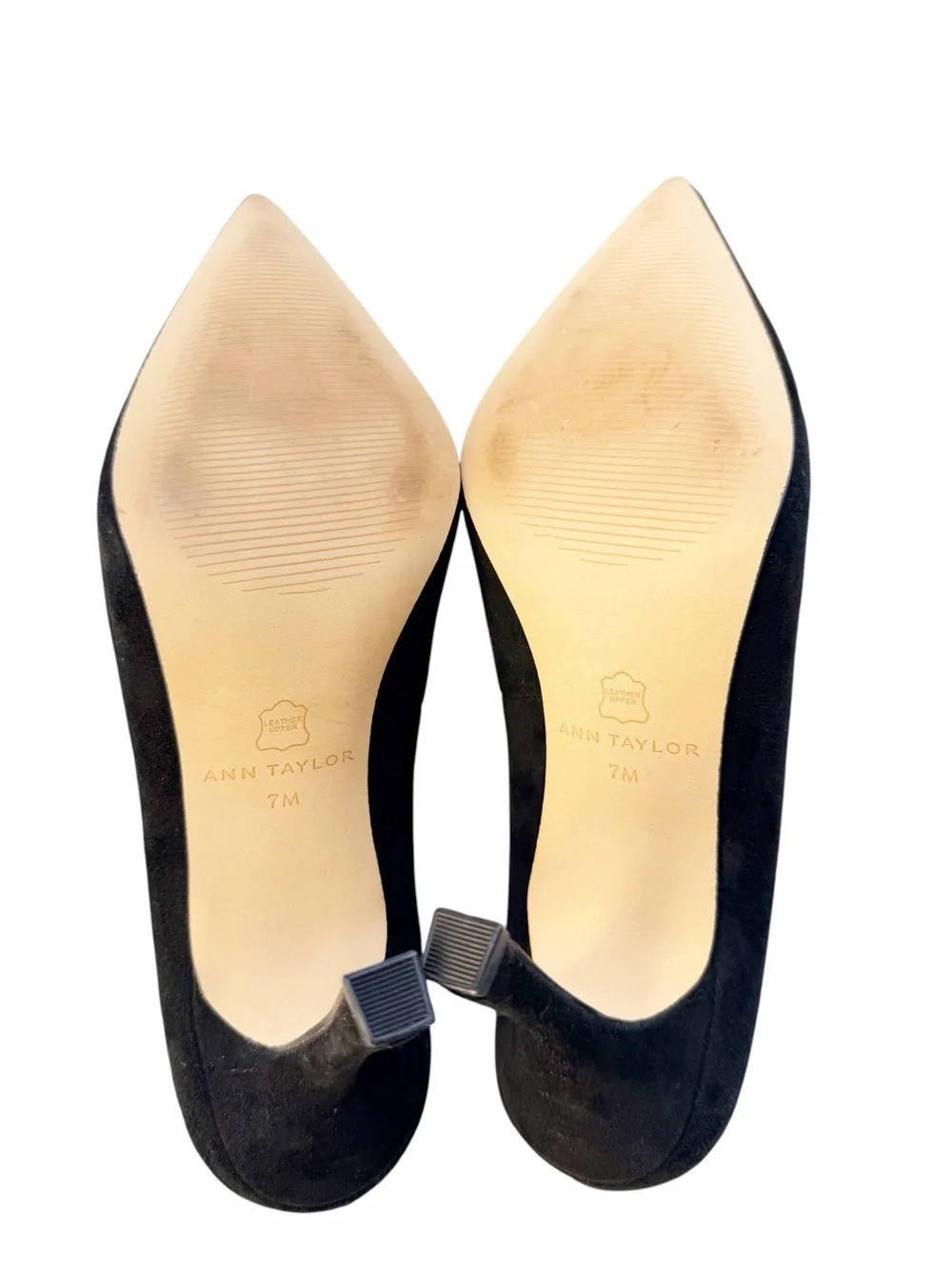 Ann Taylor Classic Black Pointy Toe Leather Suede Pump Heels Size 7